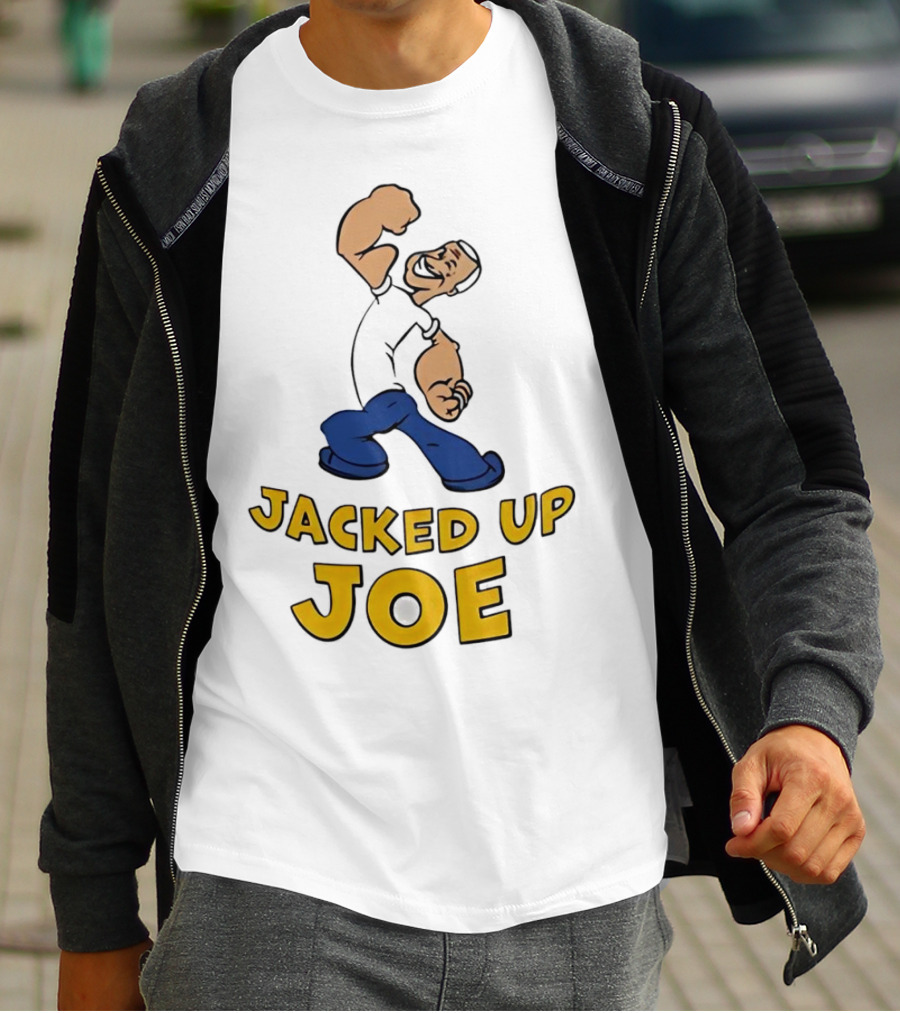 Jacked Up Joe Cartoon Flexing Character T-Shirt