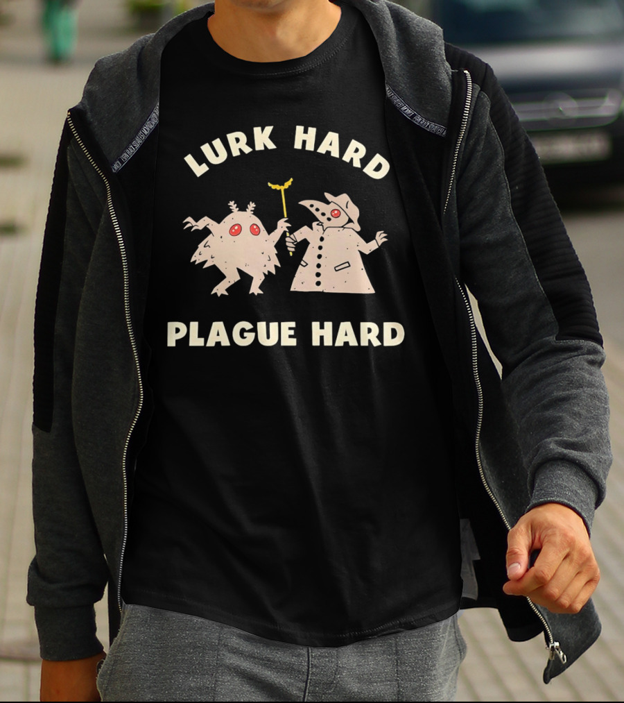Lurk Hard Plague Hard Mothman And Plague Doctor Duo T-Shirt
