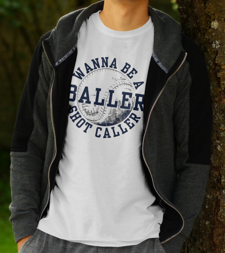 Wanna Be A Baller Shot Caller Vintage Baseball Theme Retro T-Shirt