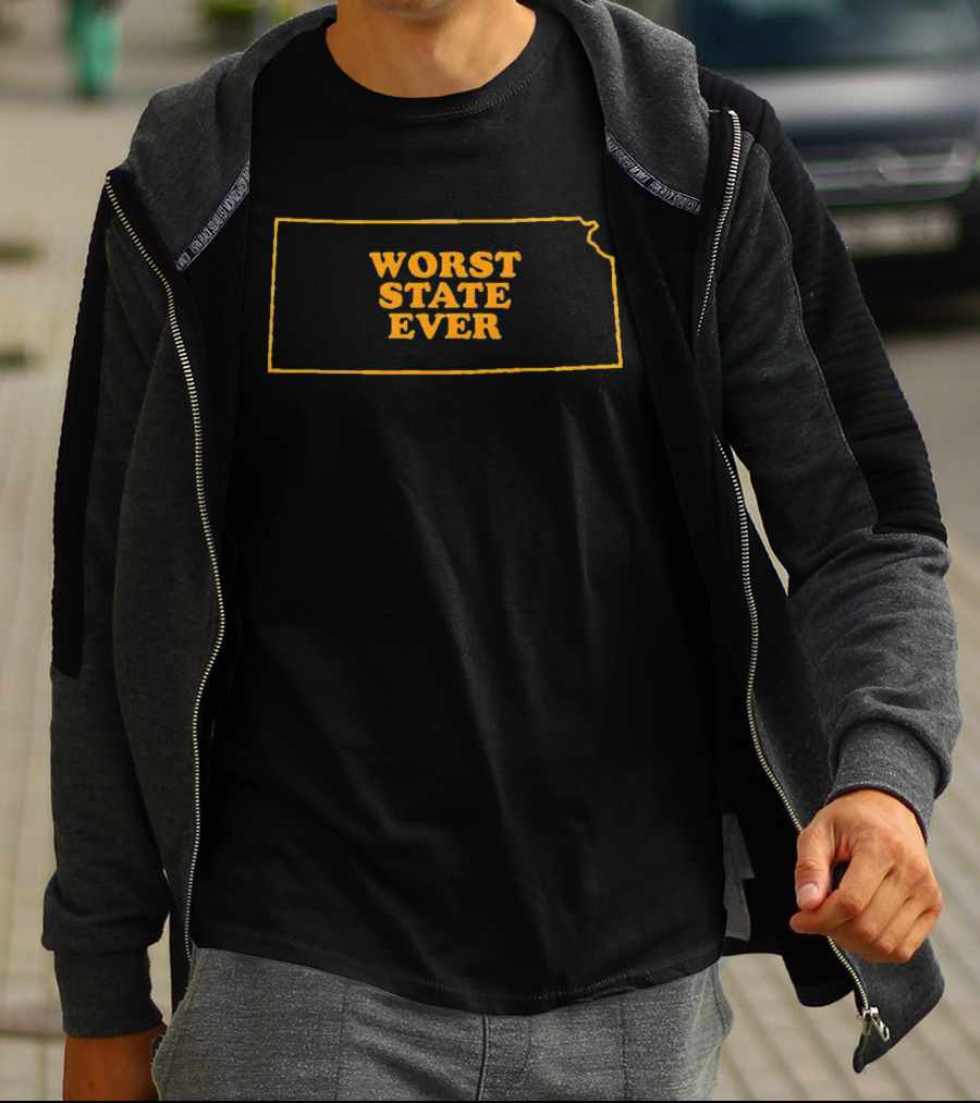 Kansas Worst State Ever Outline T-Shirt