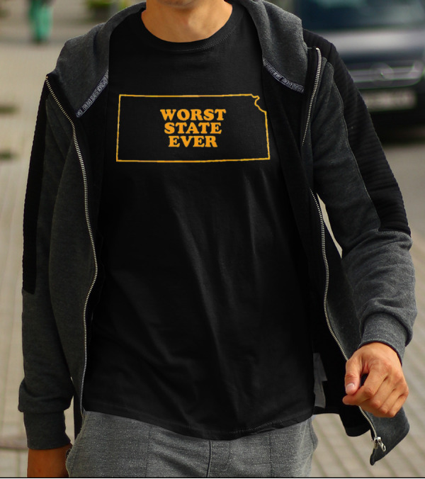 Kansas Worst State Ever Outline T-Shirt