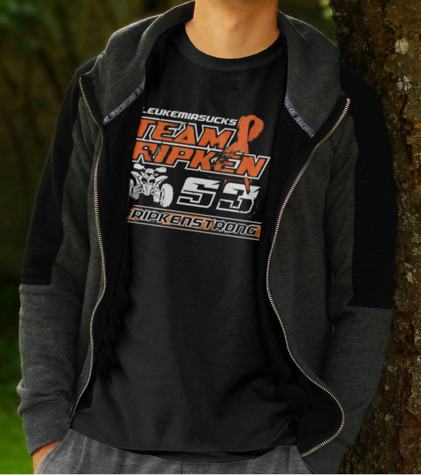 LeukemiaSucks Team Ripken 53 #RipkenStrong Orange Ribbon Quad Bike T-Shirt
