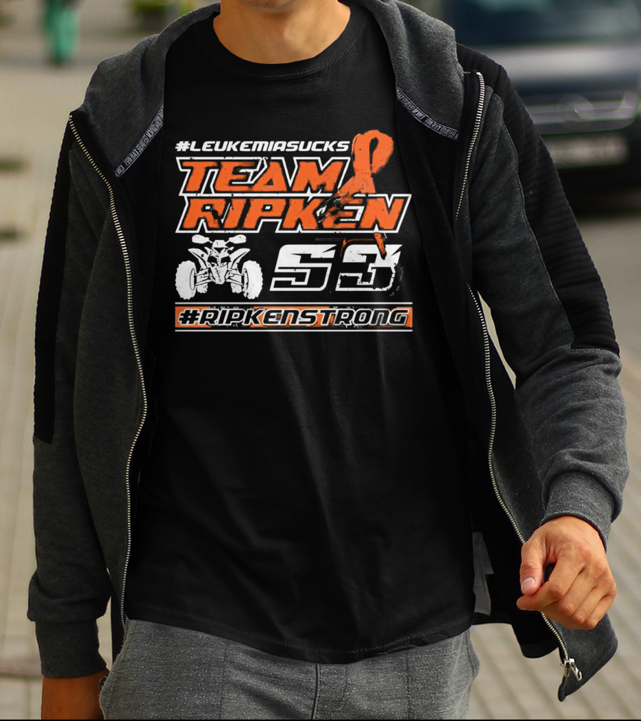 LeukemiaSucks Team Ripken 53 #RipkenStrong Orange Ribbon Quad Bike T-Shirt