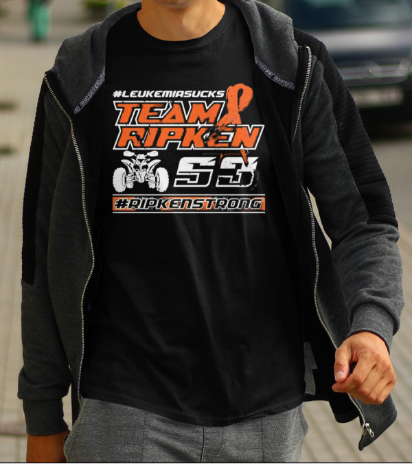 LeukemiaSucks Team Ripken 53 #RipkenStrong Orange Ribbon Quad Bike T-Shirt