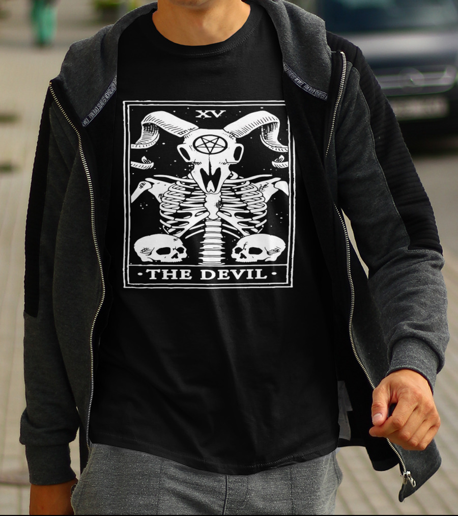 XV The Devil Skeleton Skull Tarot T-Shirt