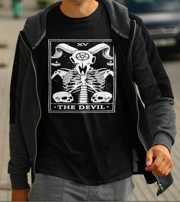 XV The Devil Skeleton Skull Tarot T-Shirt