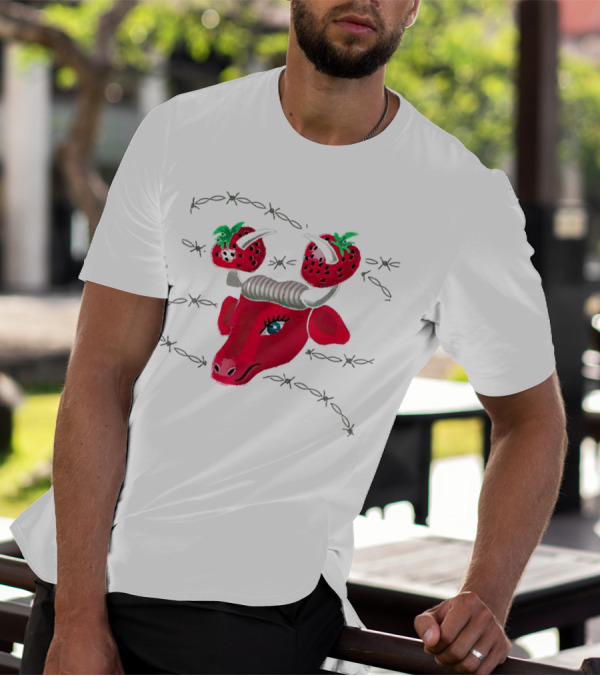 Strawberry Bull Barbed Horns T-Shirt