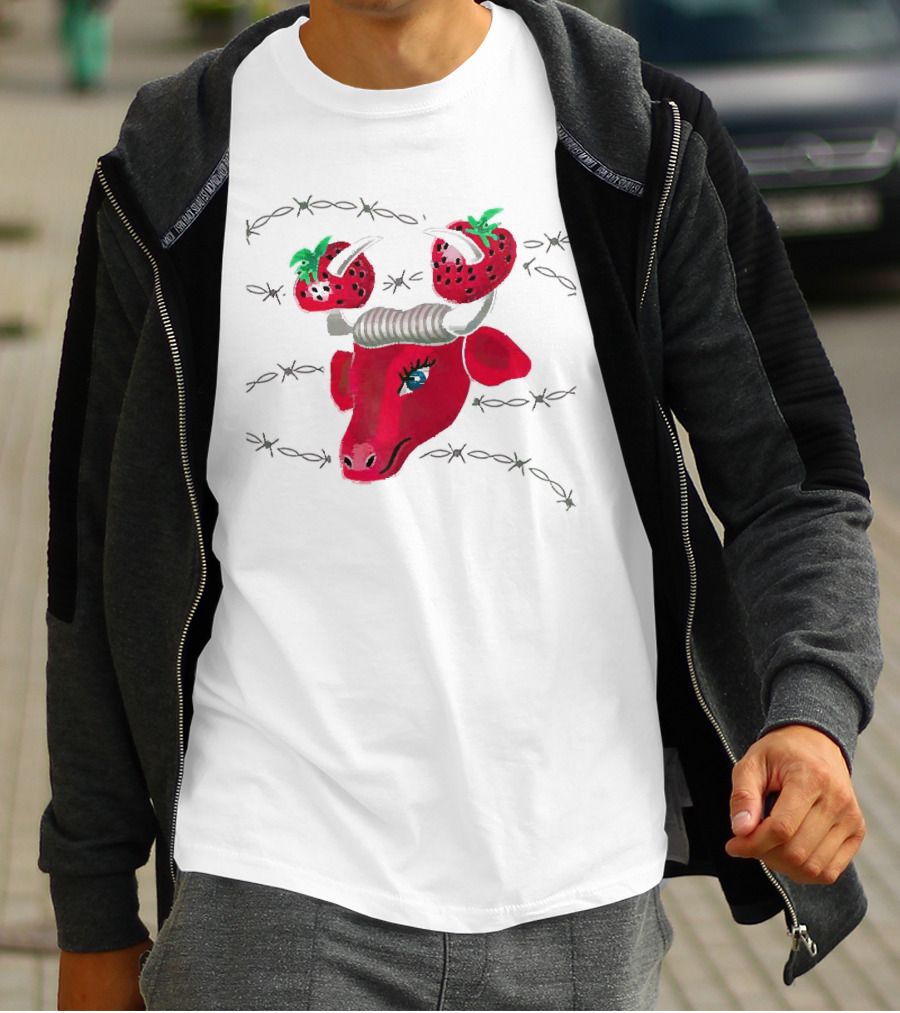 Strawberry Bull Barbed Horns T-Shirt