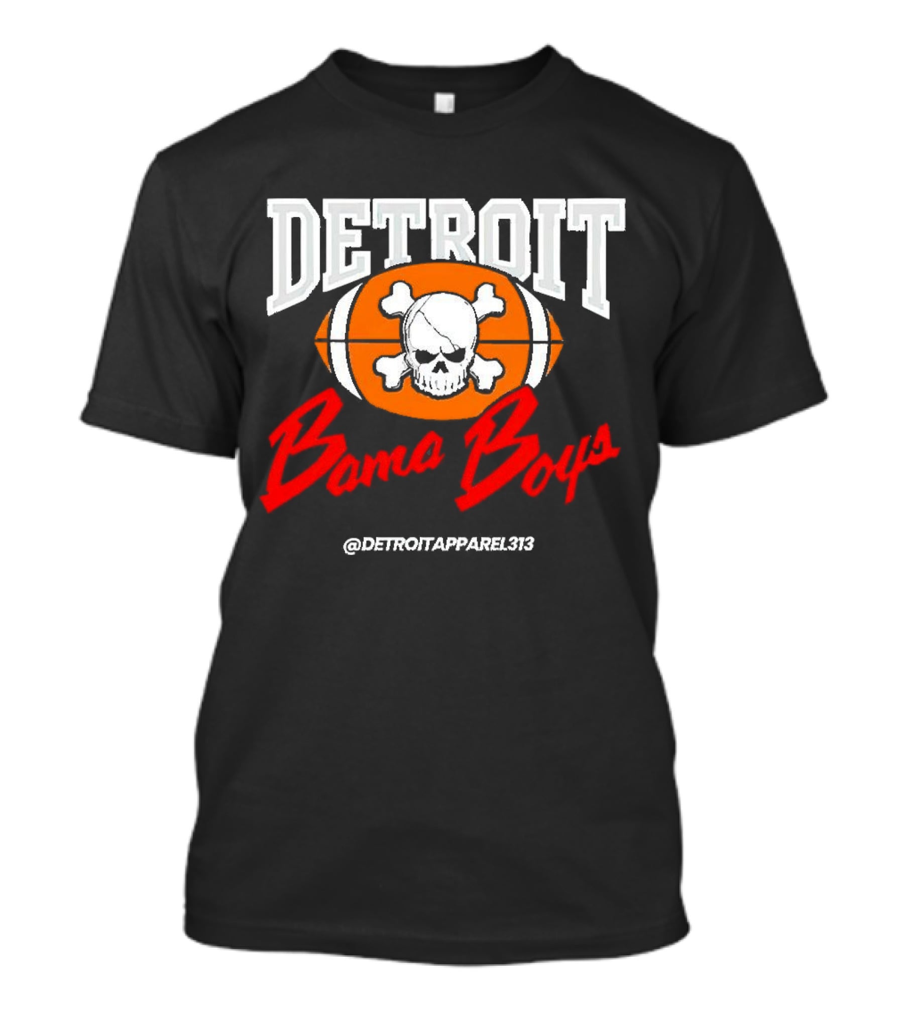 Detroit Bama Boys Skull Football @DetroitApparel313 T-Shirt
