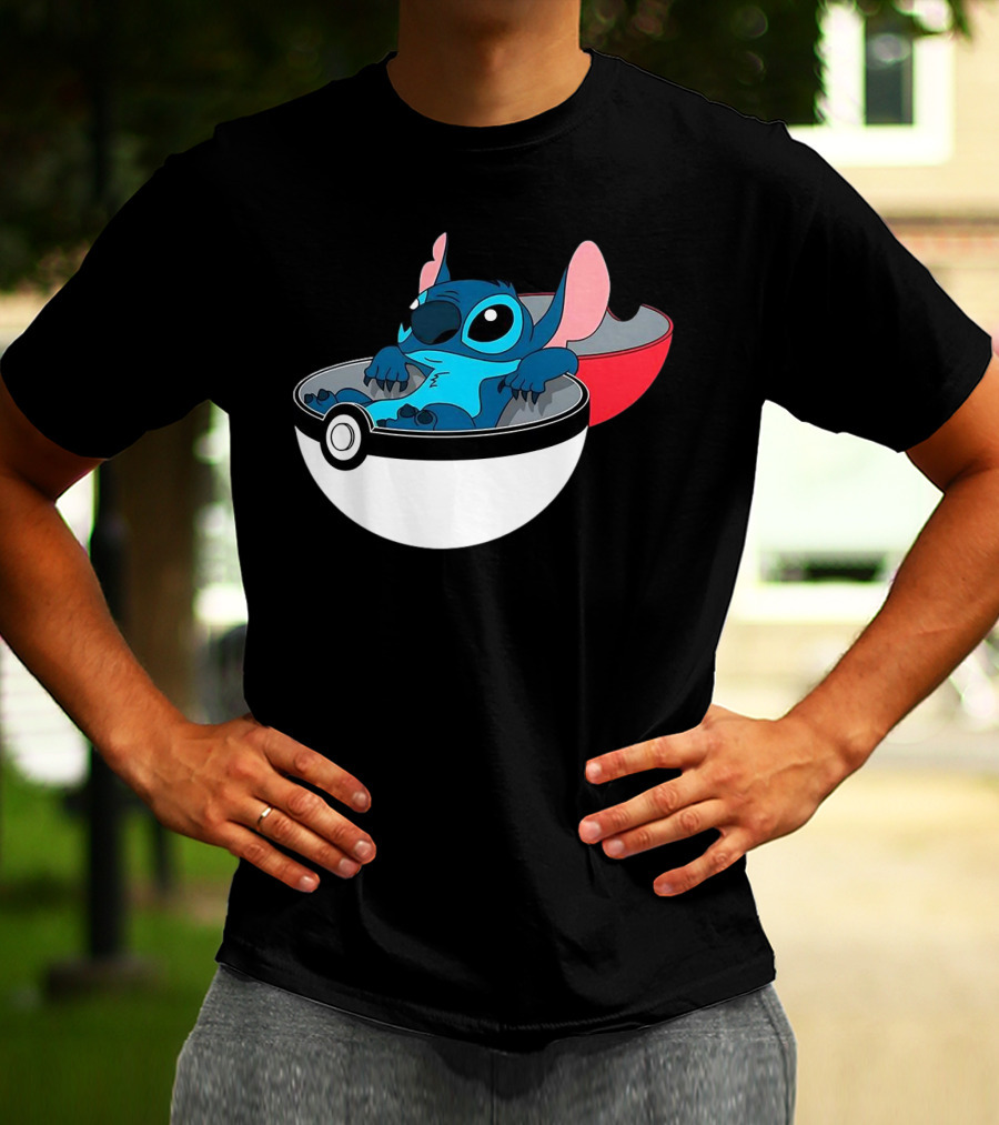 The Stitch Relaxing In Poké Ball Fusion Concept T-Shirt