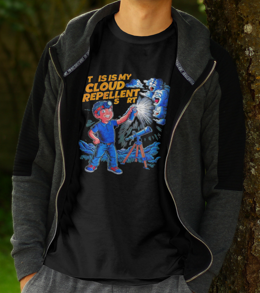 Funny Stargazing With Cloud Repellent Spray And Telescope T-Shirt