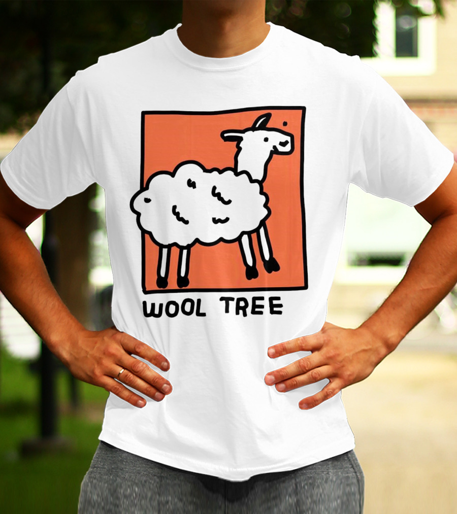 Wool Tree Black Sheep Illustration On Orange Background T-Shirt