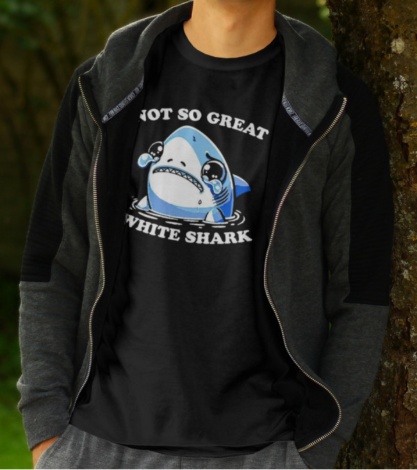 Not So Great White Shark Sad Crying Cartoon T-Shirt