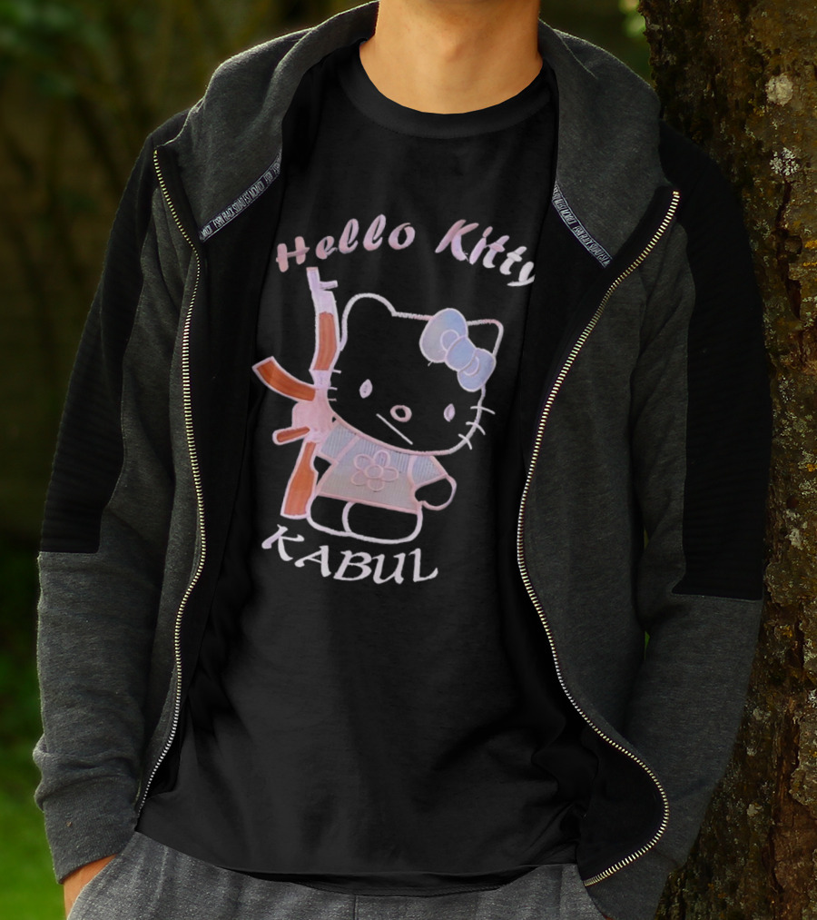 Hello Kitty Kabul Playful Twist On Iconic Character With Rifle T-Shirt