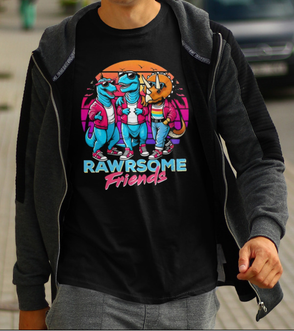 Rawrsome Friends Juna Duncan Retro Dinosaur Crew T-Shirt