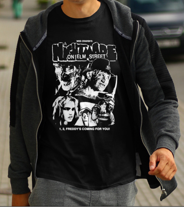 Wes Craven's A Nightmare On Elm Street 1, 2, Freddy's Coming For You T-Shirt