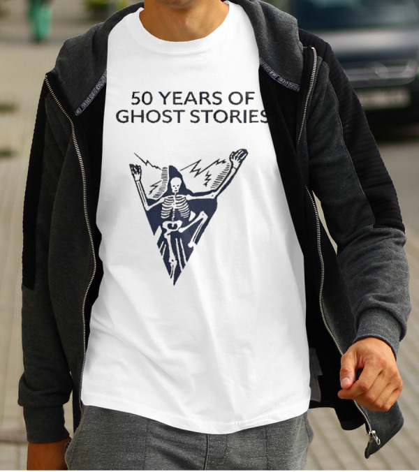 50 Years Of Ghost Stories Skeleton With Lightning Bolt T-Shirt