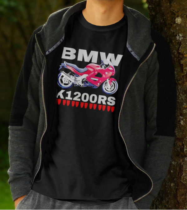 BMW K1200Rs Motorcycle Illustration With Red Iconic T-Shirt