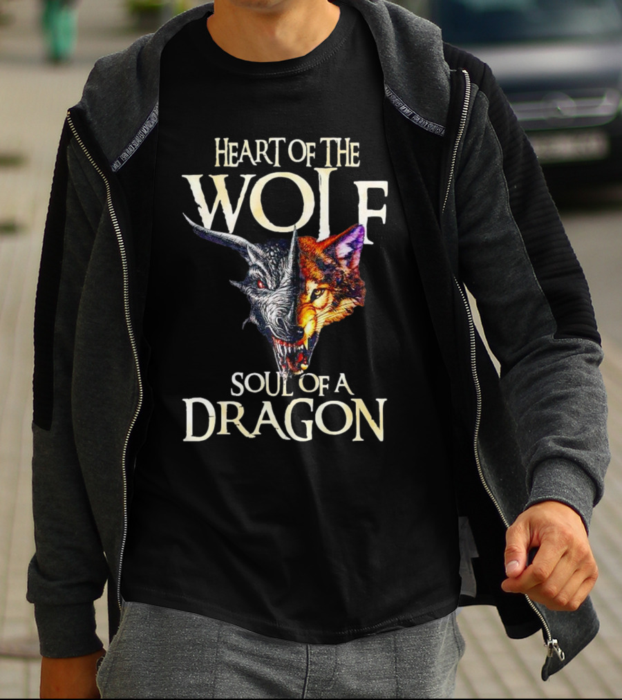 Heart Of The Wolf Soul Of A Dragon Wolf-Dragon Hybrid Duality T-Shirt