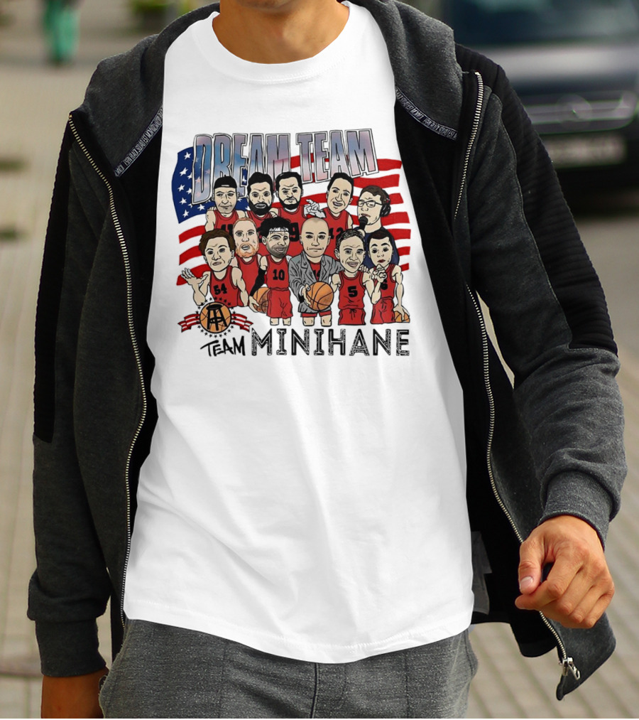 Dream Team Minihane Basketball USA Flag Characters T-Shirt