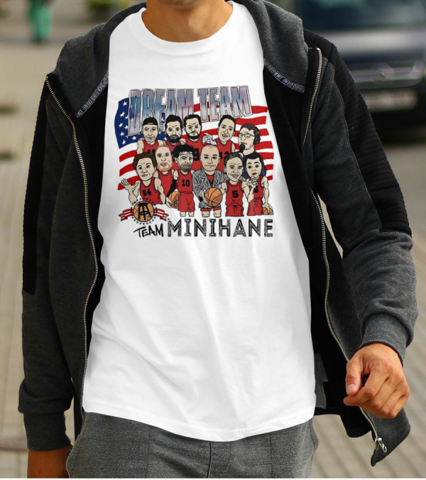 Dream Team Minihane Basketball USA Flag Characters T-Shirt