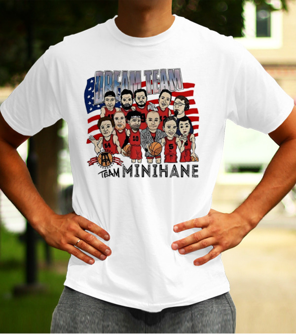 Dream Team Minihane Basketball USA Flag Characters T-Shirt