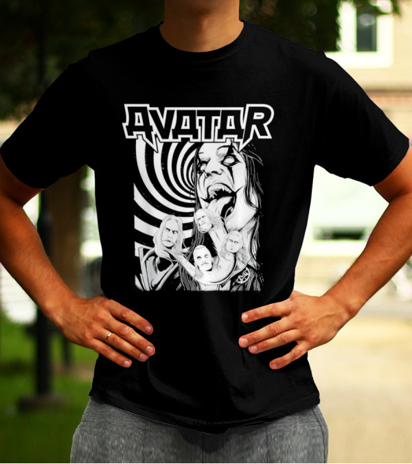 Avatar Band Graphic With Swirling Tongue Faces T-Shirt