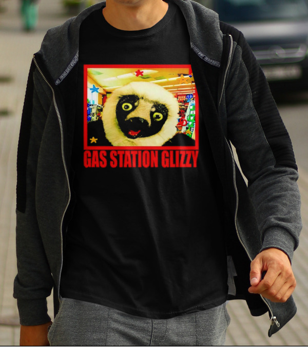 Gas Station Glizzy Funny Lemur Cartoon Inside Store T-Shirt