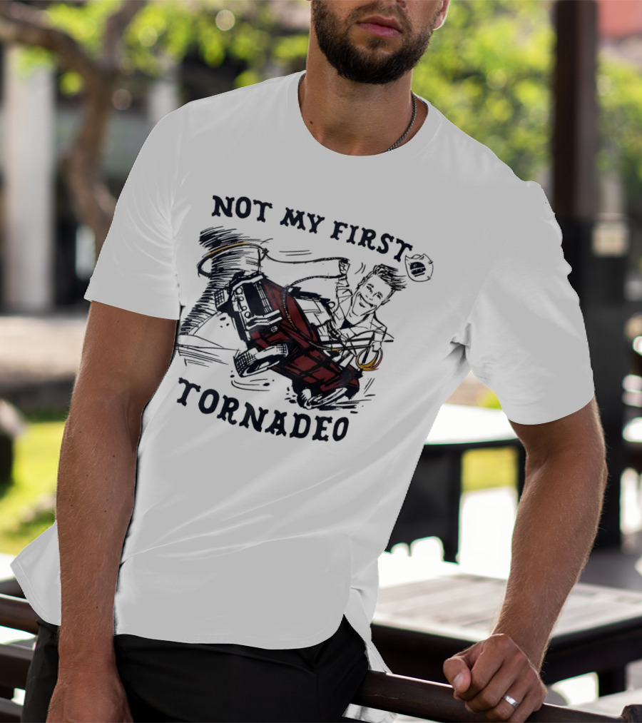 Not My First Tornadeo Glen Powell Riding Red Car In Tornado Sketch T-Shirt