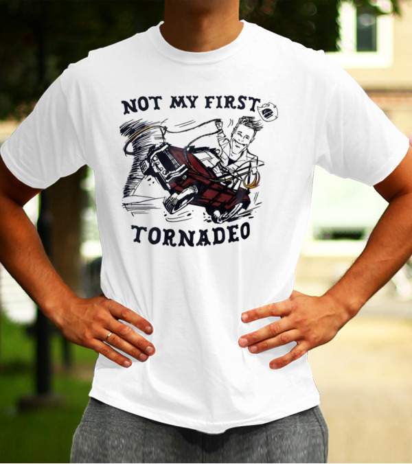 Not My First Tornadeo Glen Powell Riding Red Car In Tornado Sketch T-Shirt