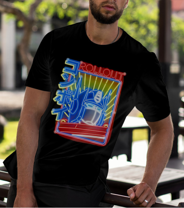 Rollout Neon Prime Robot Head With Japanese Characters T-Shirt