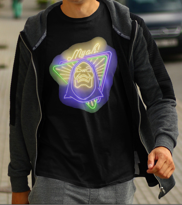 Skeletor Neon Myah Retro 80s Glowing Triangle T-Shirt
