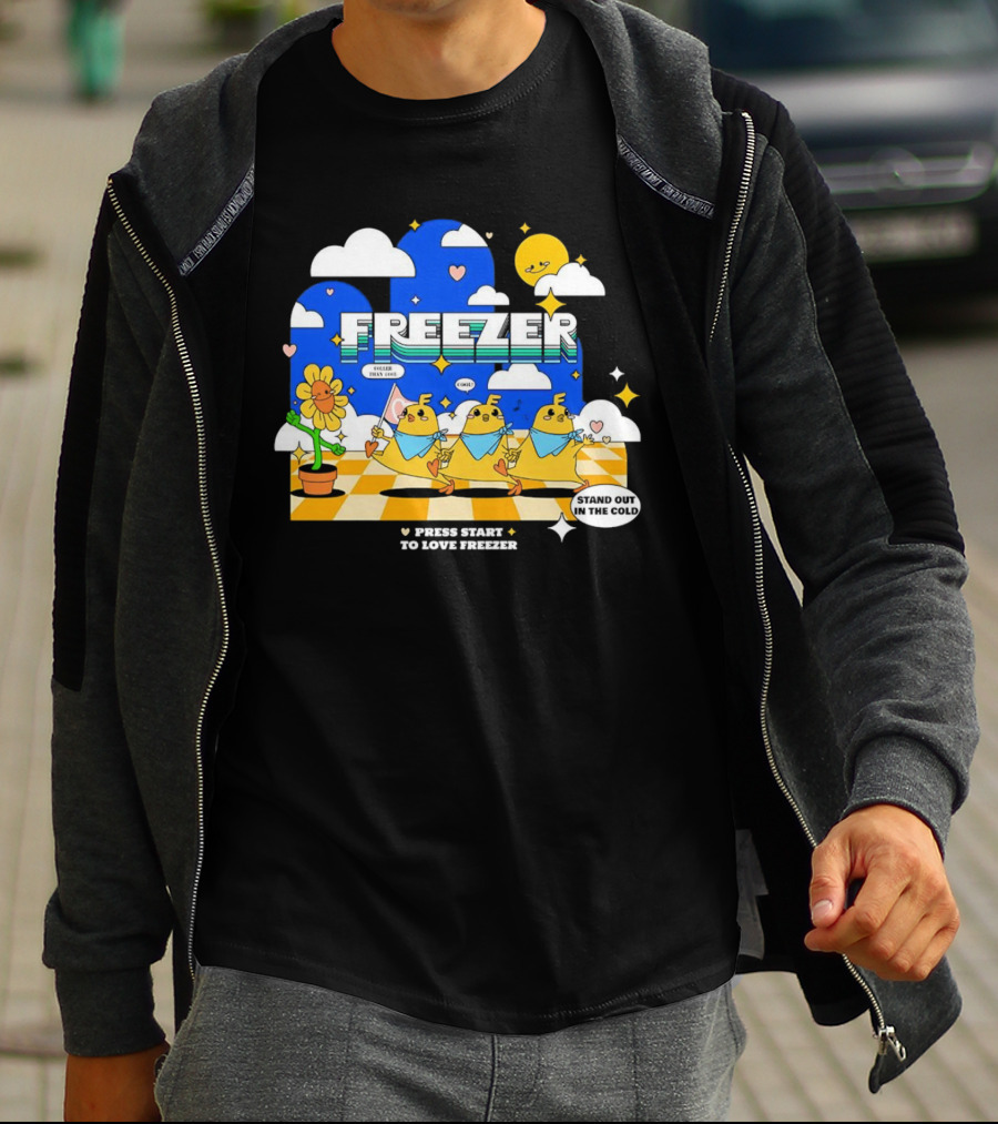 Press Start To Love Freezer Stand Out In The Cold 본체의 차가운 감성 T-Shirt