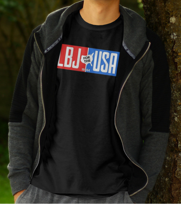 LBJ For The USA 1964 Vintage Political Campaign Red White Blue USA Map T-Shirt