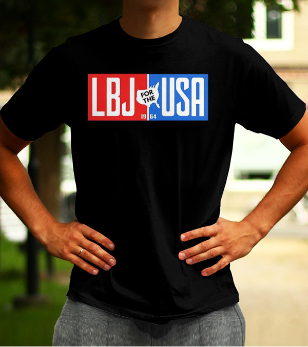 LBJ For The USA 1964 Vintage Political Campaign Red White Blue USA Map T-Shirt