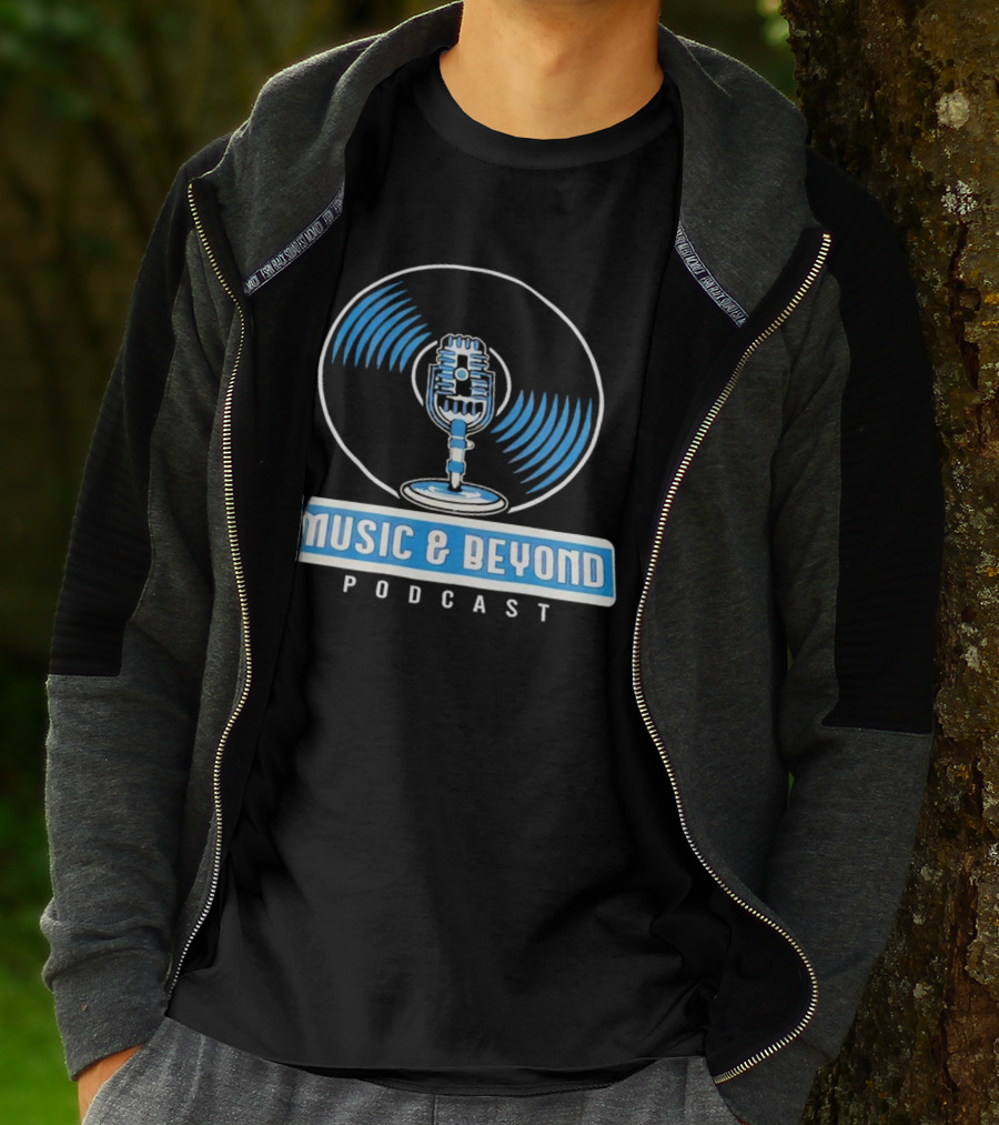 Music And Beyond Podcast Vinyl Microphone T-Shirt
