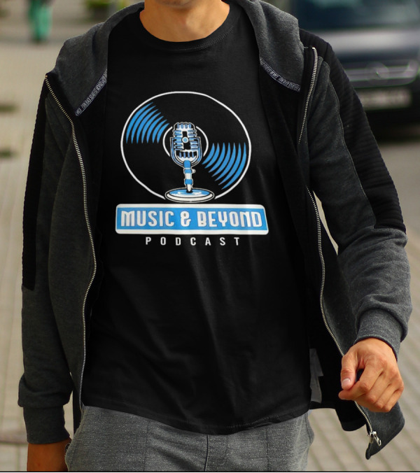 Music And Beyond Podcast Vinyl Microphone T-Shirt
