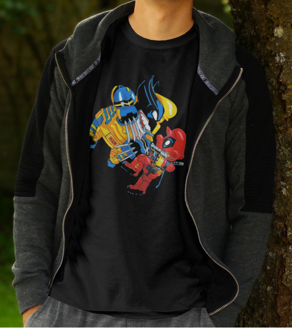 Wario And Mario As Wolverine And Deadpool Face-Off In Colorful Crossover T-Shirt