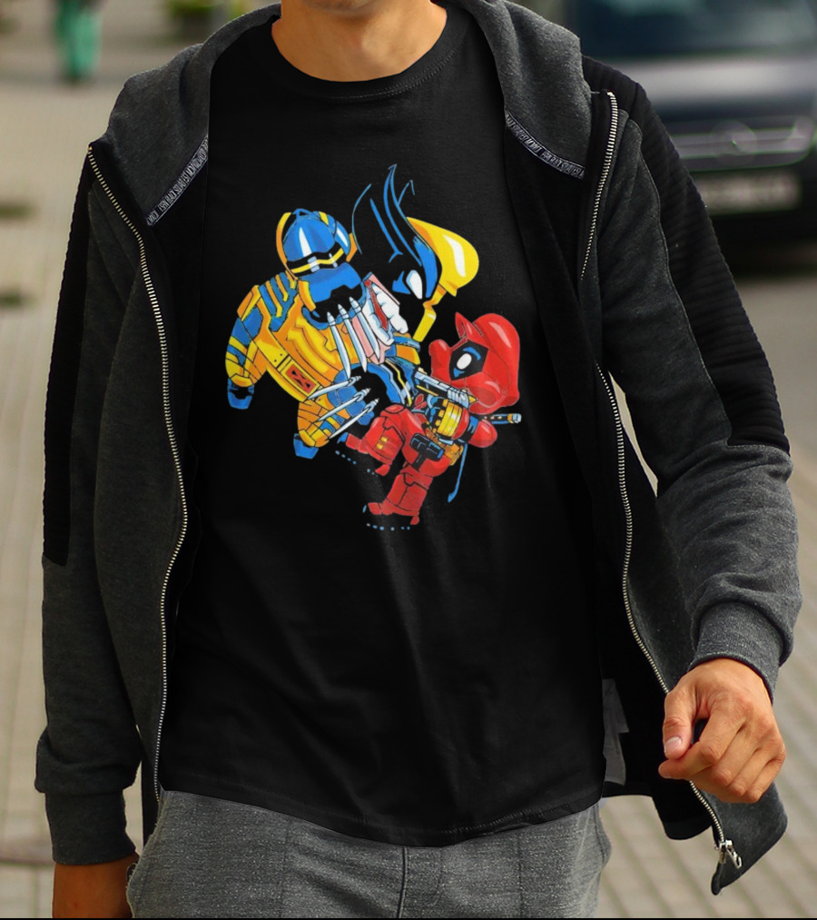 Wario And Mario As Wolverine And Deadpool Face-Off In Colorful Crossover T-Shirt