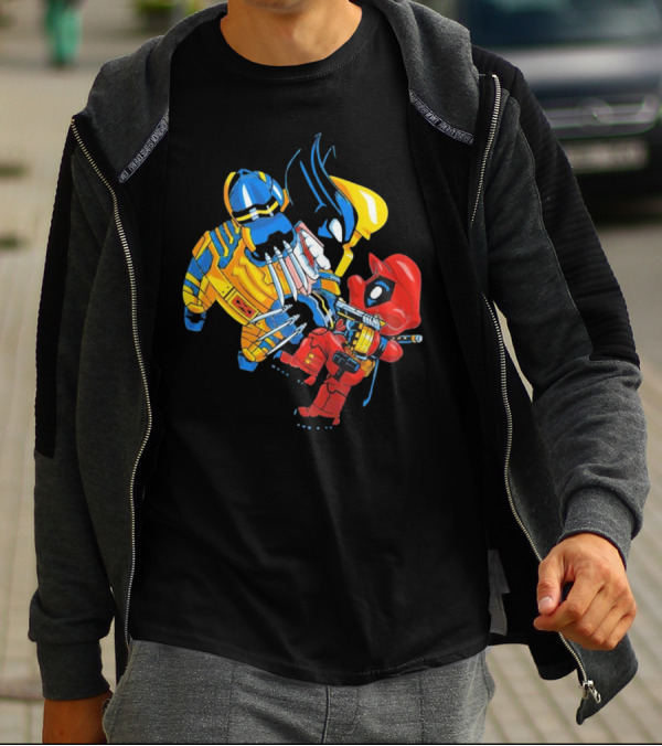 Wario And Mario As Wolverine And Deadpool Face-Off In Colorful Crossover T-Shirt