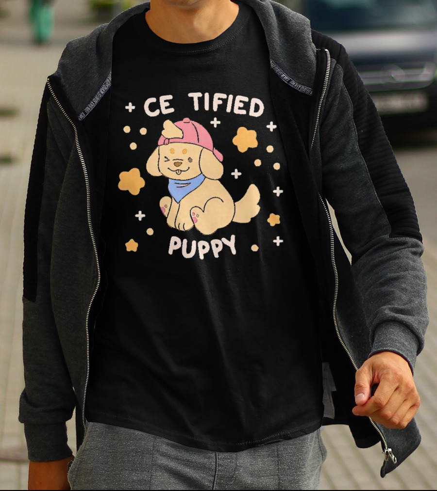 Certified Cute Puppy With Hat And Bandana T-Shirt