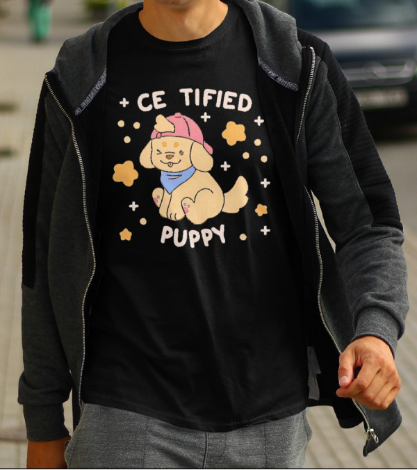 Certified Cute Puppy With Hat And Bandana T-Shirt
