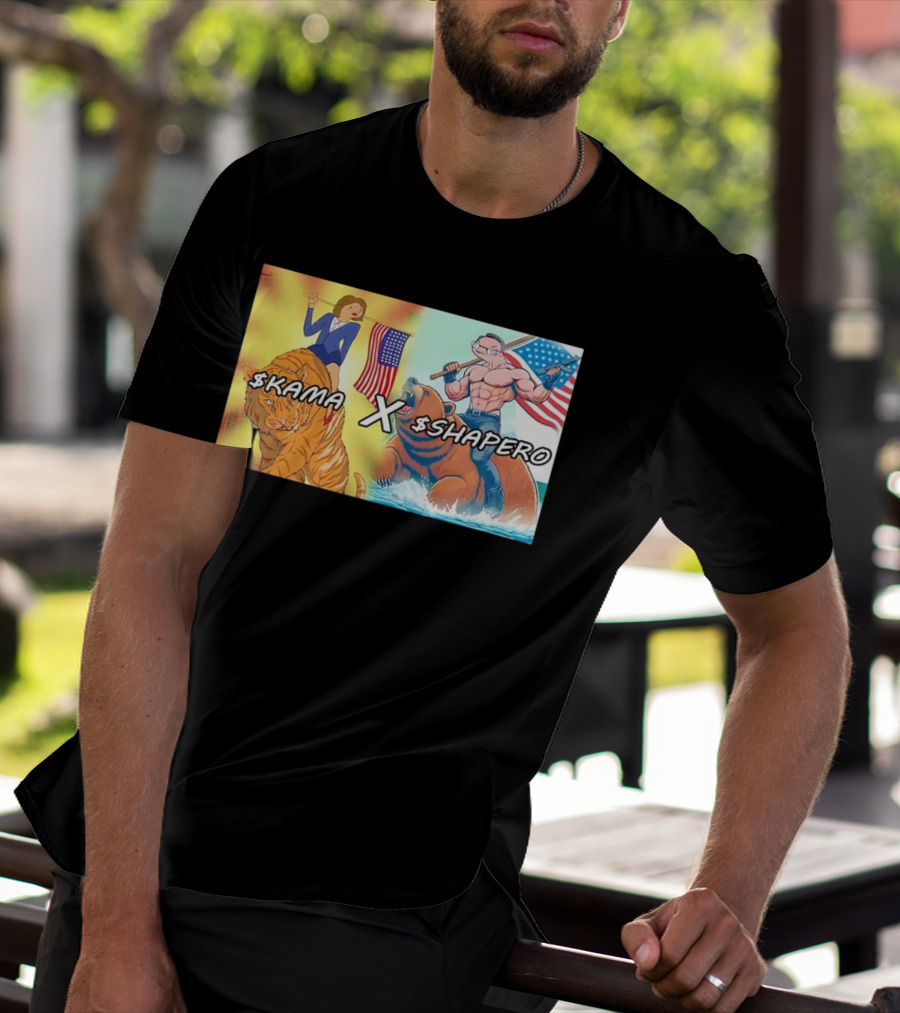 Kama X Shapero USA Cartoon Tiger Bear Flag Showdown T-Shirt