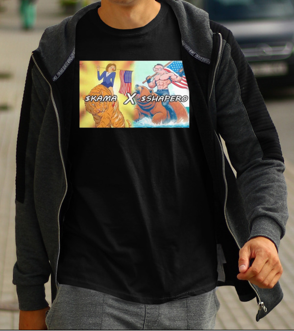 Kama X Shapero USA Cartoon Tiger Bear Flag Showdown T-Shirt
