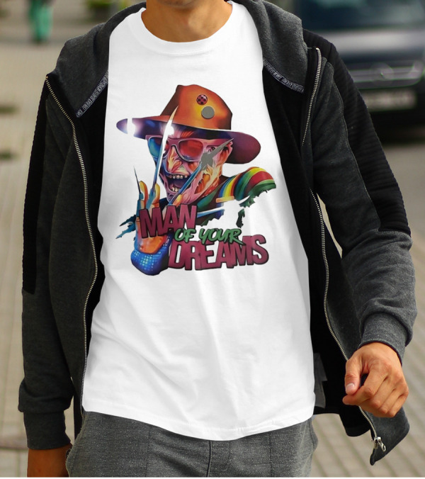 Freddy Krueger Rainbow Hat Sunglasses Claw Man Of Your Dreams T-Shirt