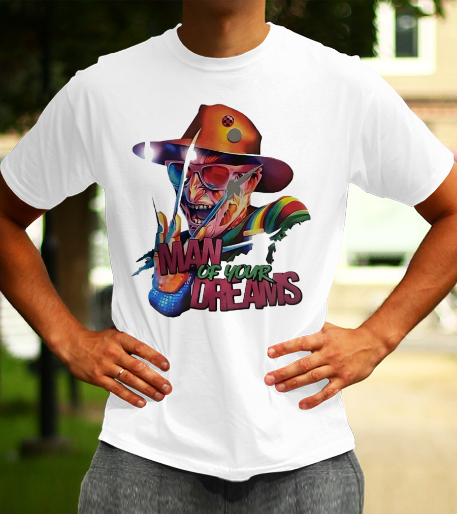 Freddy Krueger Rainbow Hat Sunglasses Claw Man Of Your Dreams T-Shirt