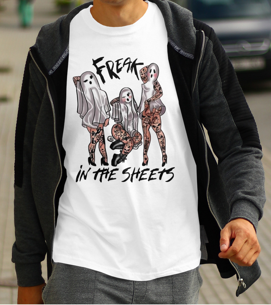 Ghosts Freak In The Sheets Tattooed Spooky T-Shirt
