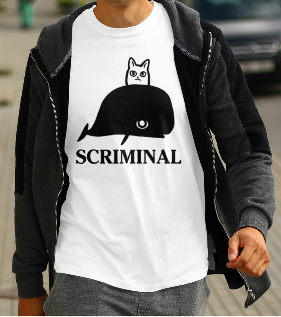 Scriminal Cat On Whale T-Shirt