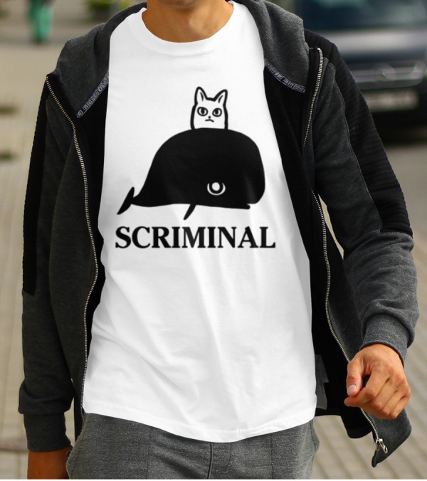 Scriminal Cat On Whale T-Shirt
