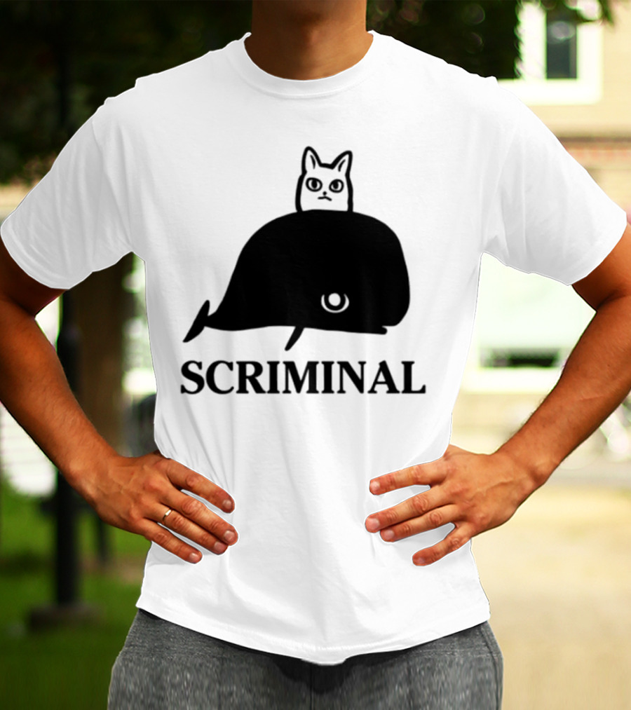 Scriminal Cat On Whale T-Shirt